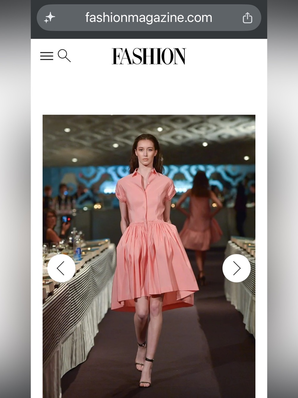 Women's Coral Pink Shirt Dress with Gathered Skirt